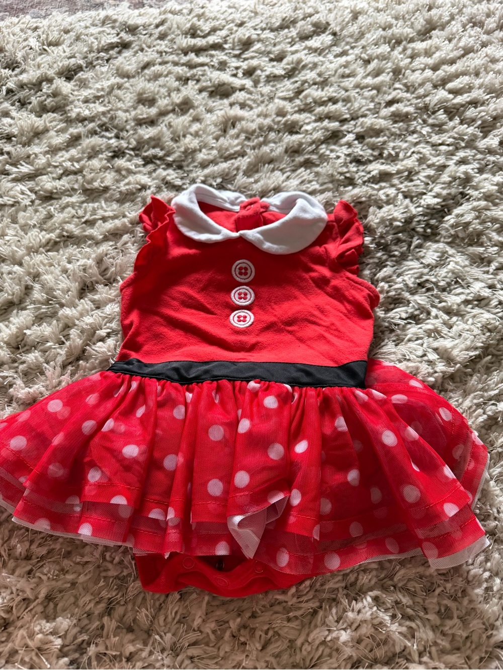 Minnie Mouse Red Polka Dot Tutu Baby Costume with White Collar